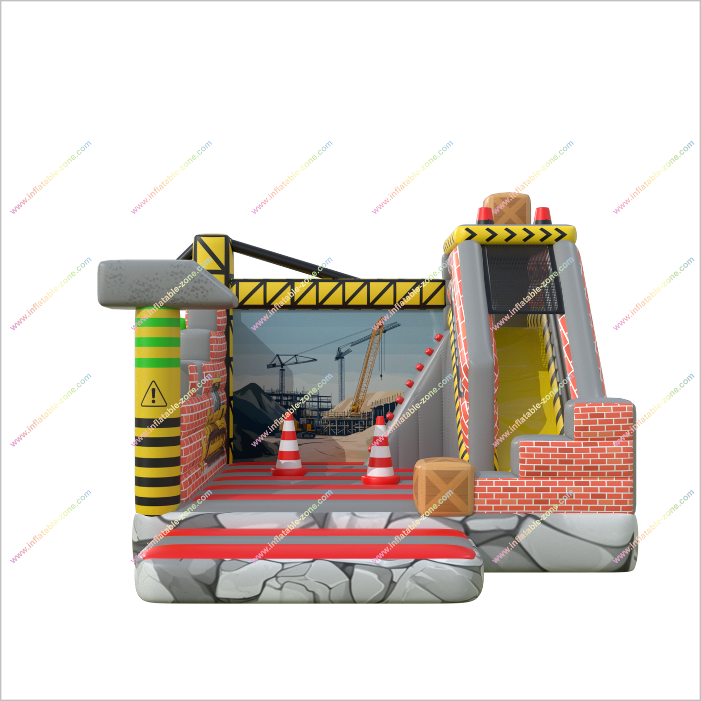Construction Theme Bounce House Inflatable Castle Rentals Jumper And Slide Combo Happy Hop Bouncer With Slide - Inflatable-Zone