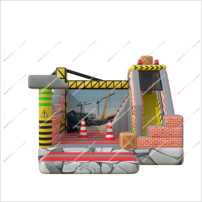 Construction Theme Bounce House Inflatable Castle Rentals Jumper And Slide Combo Happy Hop Bouncer With Slide - Inflatable-Zone