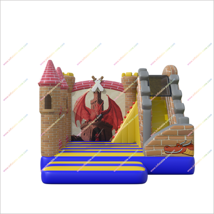 Fun Medieval Combo Castle Slide Bounce House Epic Inflatables And Soft Play Fierce Dragon Jumping Bouncer For Rent - Inflatable-Zone