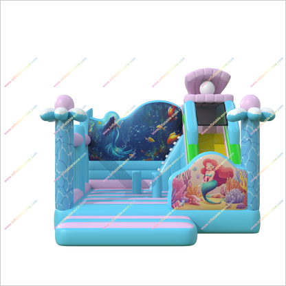 Mermaid Bounce House Small Inflatable Slides Combo Underwater Art Soft Play And Bouncy Castle Hire Pearl Slide - Inflatable-Zone