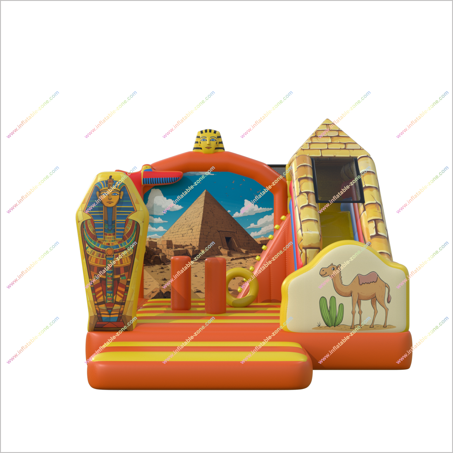 Ancient Egypt Commercial Inflatable Castle Feature Pyramid Jumping House With Slide Combo Bouncers For Rent - Inflatable-Zone