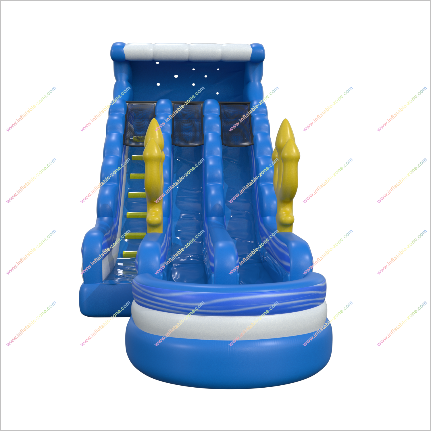 Ocean-Themed Adult Water Slide Rental Play Areas Near Me Golden Trident Inflatable Water Slides Into Pool - Inflatable-Zone