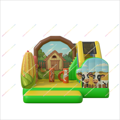 Farm Theme Party Childrens Inflatable Bouncy Castle Playhouse Slide Combo Barnyard Fun Bouncer Jumper Rentals - Inflatable-Zone