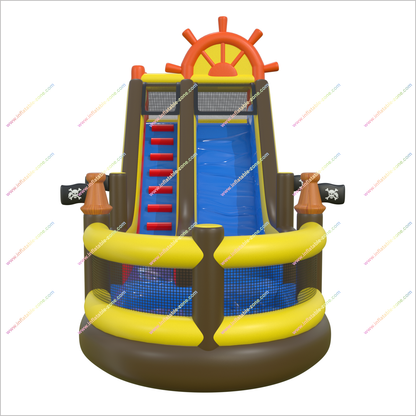 Pirate Ship Inflatable Water Slide Target Commercial Bounce House Water Blow Up Slide With Pool