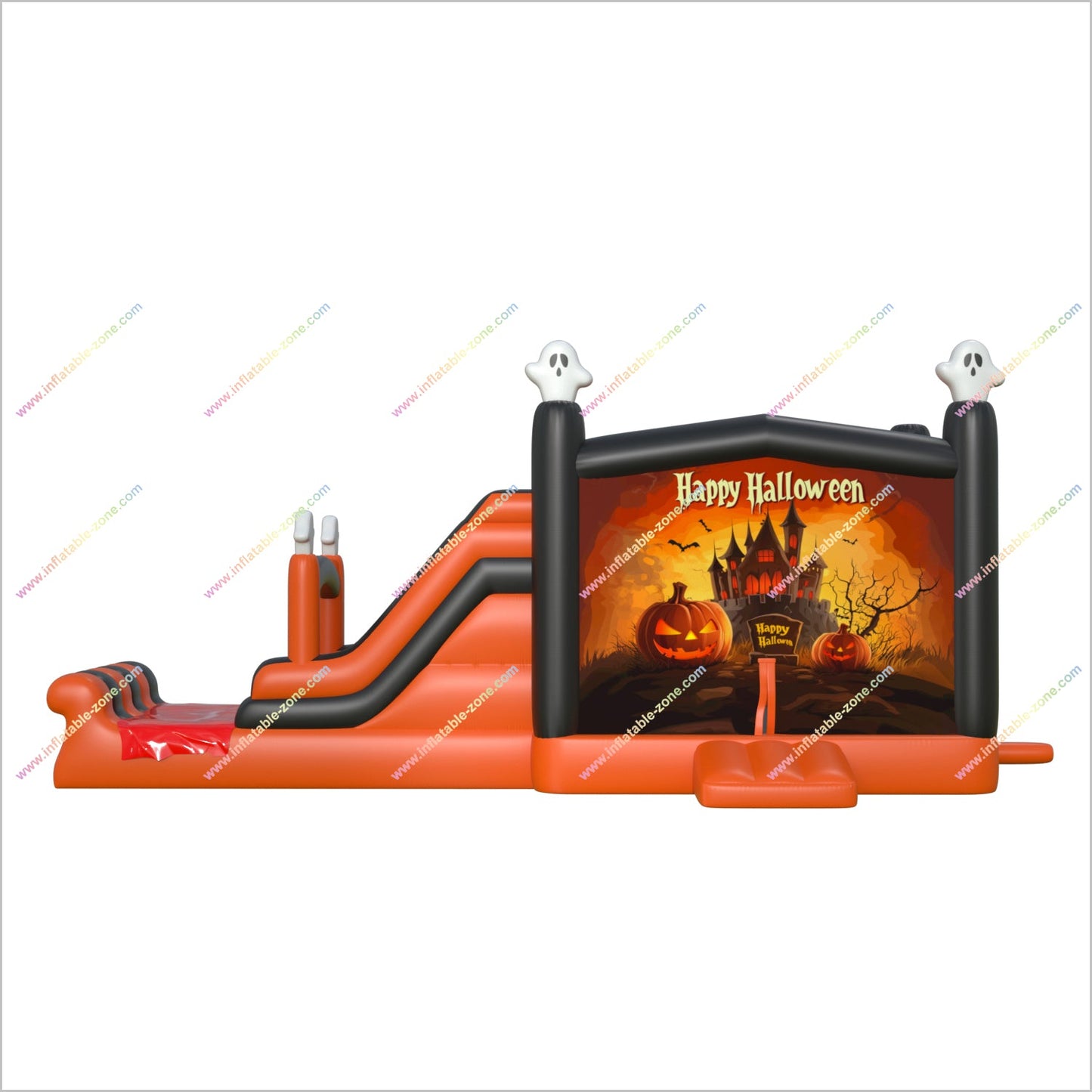Fun Happy Halloween Haunted Inflatable House Pumpkins Ghosts Bouncy Castle Slide Combo Hire Party Event Near Me