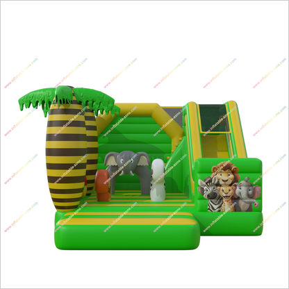 Jungle Themed Inflatable Bouncer And Slide Combo Design Inflatable Safety Outdoor Playhouse With Slide - Inflatable-Zone