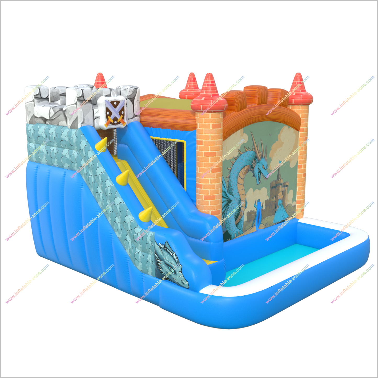 Dragon Guard Castle Bounce House With A Cool Slide Combo Inflatable Pool For Little Knights And Princesses