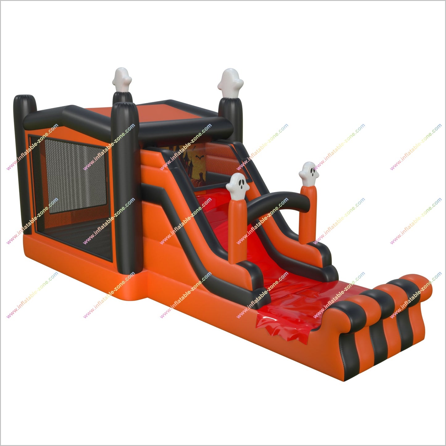 Fun Happy Halloween Haunted Inflatable House Pumpkins Ghosts Bouncy Castle Slide Combo Hire Party Event Near Me