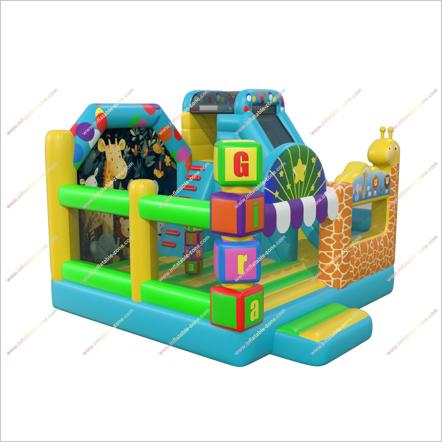 Safari Themed Inflatable Slide Bouncy Castle Animal Combo Slide Bounce Houses Inflatable Parties Near Me - Inflatable-Zone