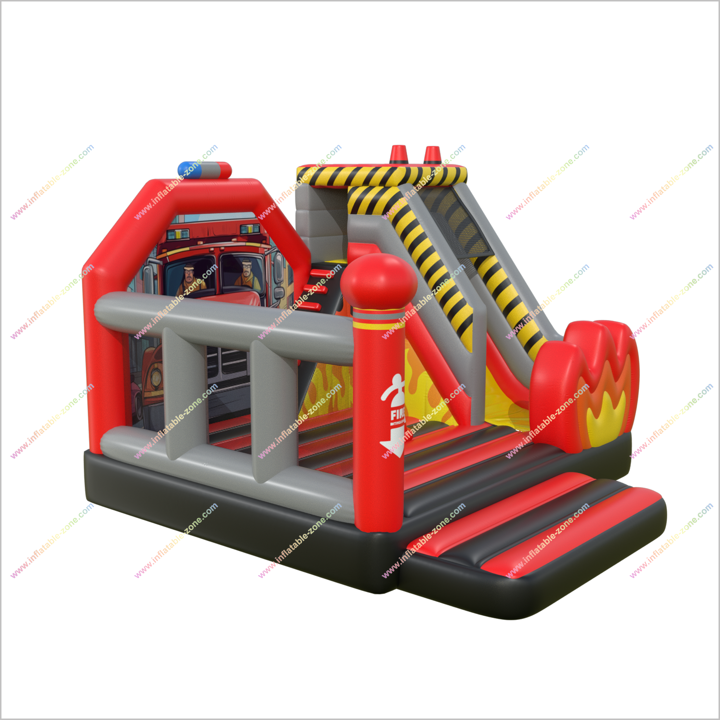 Fire Truck Inflatable Bouncer Slide Rentals Adult Inflatable Park Bold Combo Slide Bouncy Castle Hire - Inflatable-Zone