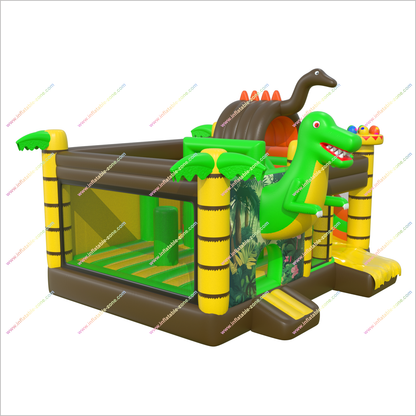Bounce House Dinosaur Inflatable Combo Slide Jungle Madness Soft Play Bouncy Castle With Slide Happy Hop