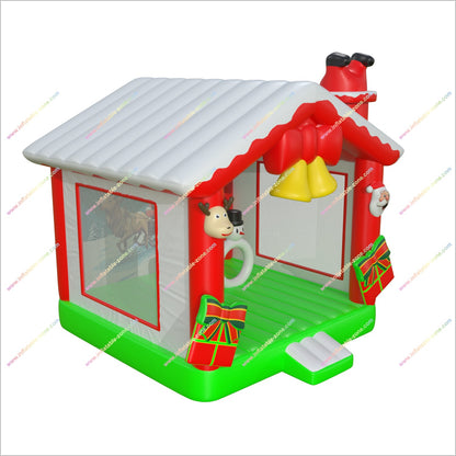 Christmas Party Presents Childrens Small Bouncy Castle Santa And Reindeer Inflatable Bounce House For Rent