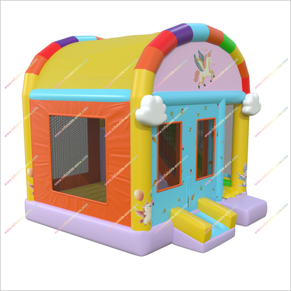 Unicorn Themed Party Soft Play Bouncy Castle Hire Inflatable Combo Slide Magical Fun Sports Bounce House With Slide - Inflatable-Zone