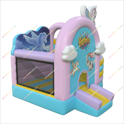 Unicorn Jumpy House Inflatable Bouncers Happiness Fun Amusement Park Small Bouncy Castle With Slide Hire