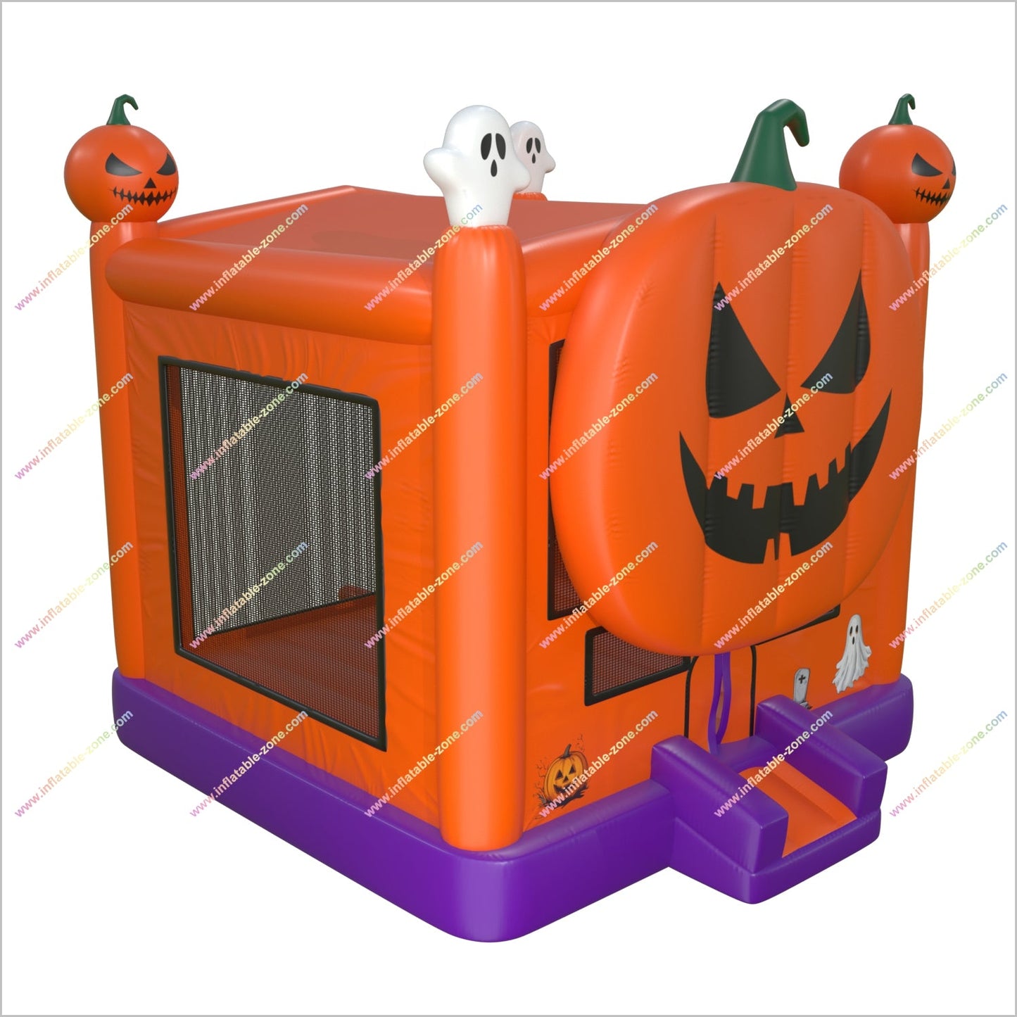 Halloween Inflatable Pumpkin Bouncy Castle Park Near Me Square Jack-O-Lantern Blow Up Bounce House For Sale