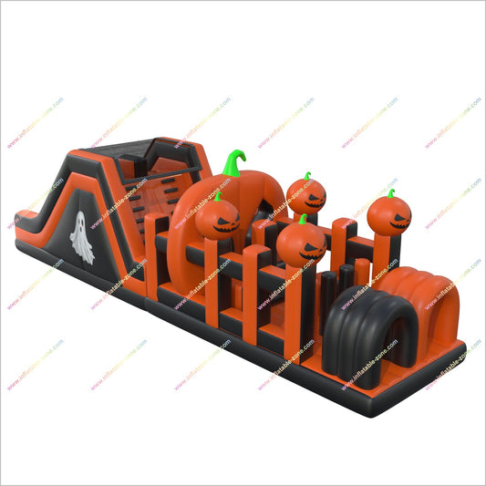 Halloween Obstacle Course Bounce House Inflatable Theme Park Spooky Pumpkin Inflatable Assault Course Adults