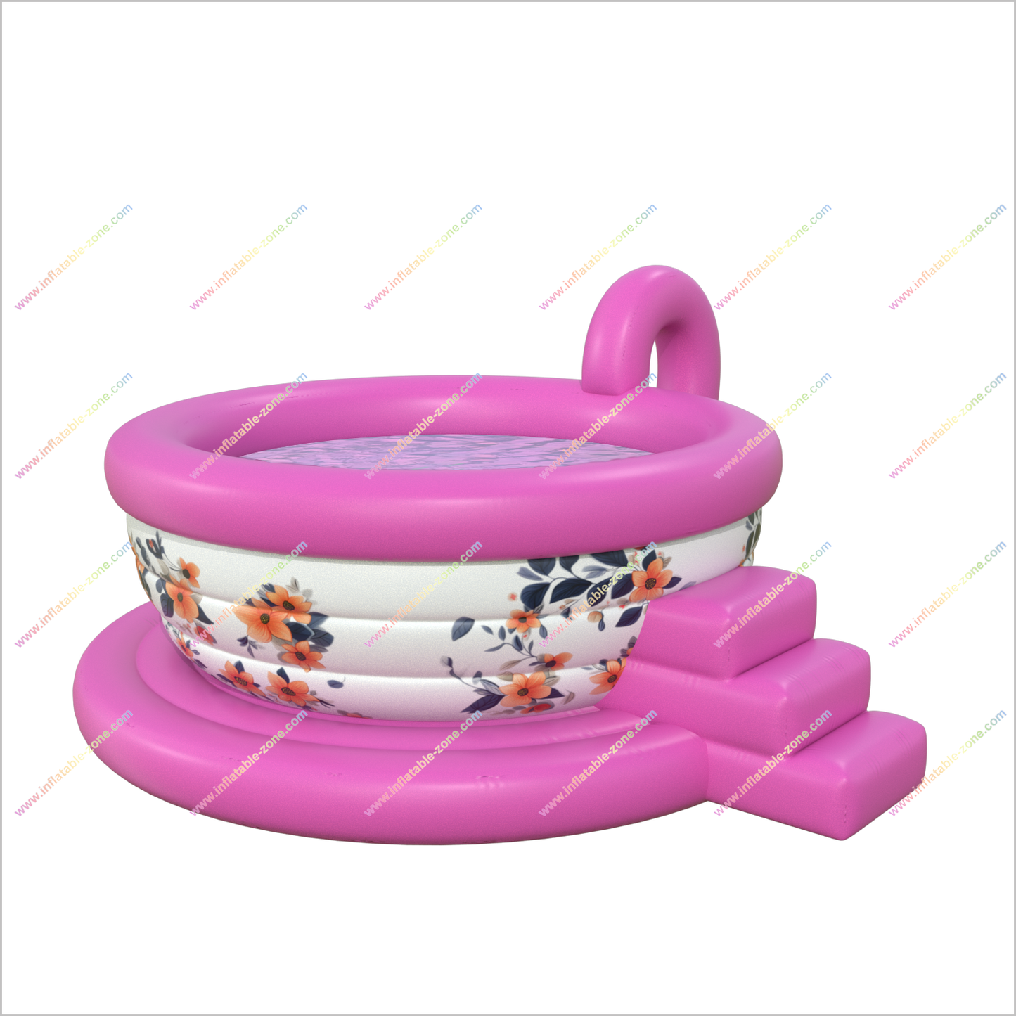 Look Awesome Inflatable Tea Cup Pool Whimsical Backyard Fun Floral Tea Cup Inflatable Pool - Inflatable-Zone