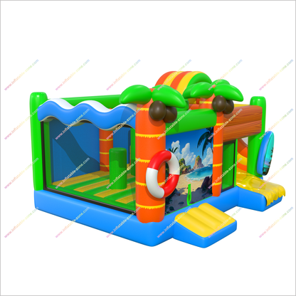 Tropical Combo Bounce House Inflatable Garden Slides Ocean Vibe Adult Inflatable Slides Bouncy Castle Parks Near Me
