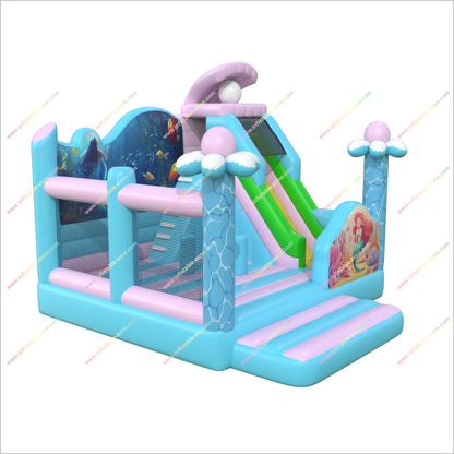 Mermaid Bounce House Small Inflatable Slides Combo Underwater Art Soft Play And Bouncy Castle Hire Pearl Slide - Inflatable-Zone