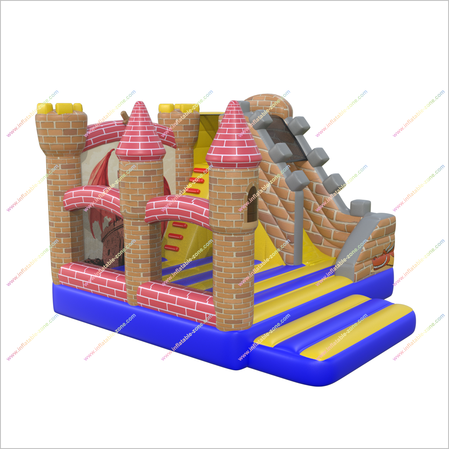Fun Medieval Combo Castle Slide Bounce House Epic Inflatables And Soft Play Fierce Dragon Jumping Bouncer For Rent - Inflatable-Zone