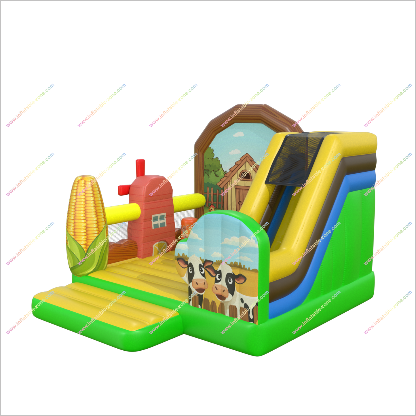 Farm Theme Party Childrens Inflatable Bouncy Castle Playhouse Slide Combo Barnyard Fun Bouncer Jumper Rentals - Inflatable-Zone