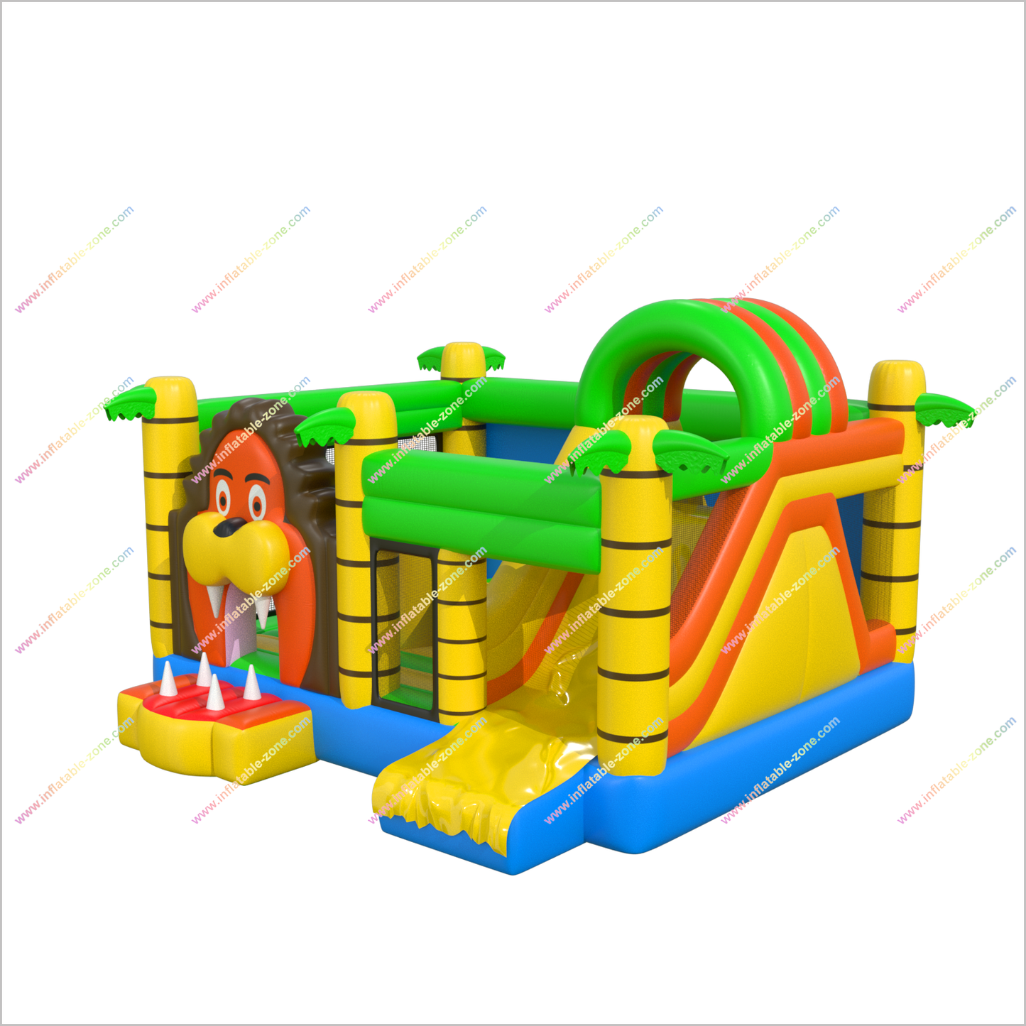 Jungle Lion Inflatable Jumping Castle Target Bouncy Slide Rental Inflatable Combo Bounce House With Slide Inside