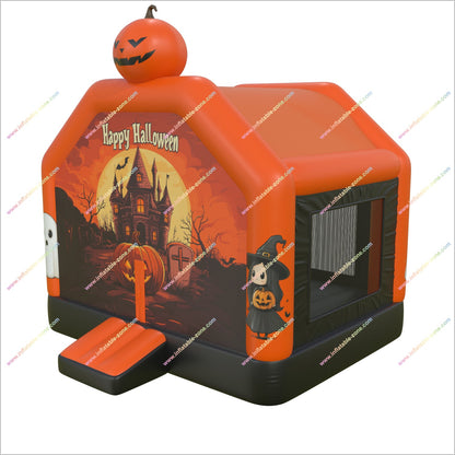 Cute Happy Halloween Inflatable Haunted House Rental Inflatable Pumpkin And Ghost Bouncy Castle For Childrens Parties