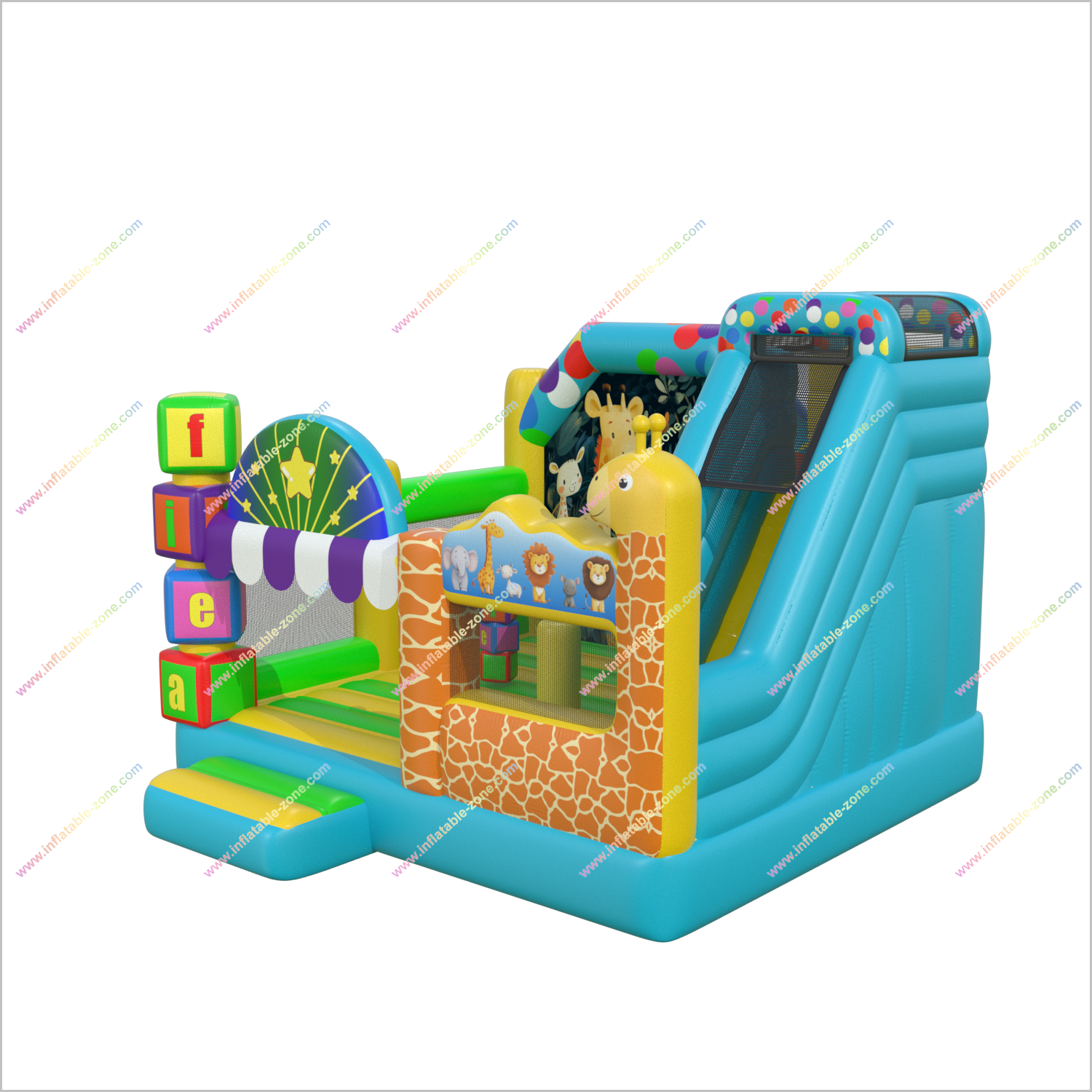 Safari Themed Inflatable Slide Bouncy Castle Animal Combo Slide Bounce Houses Inflatable Parties Near Me - Inflatable-Zone