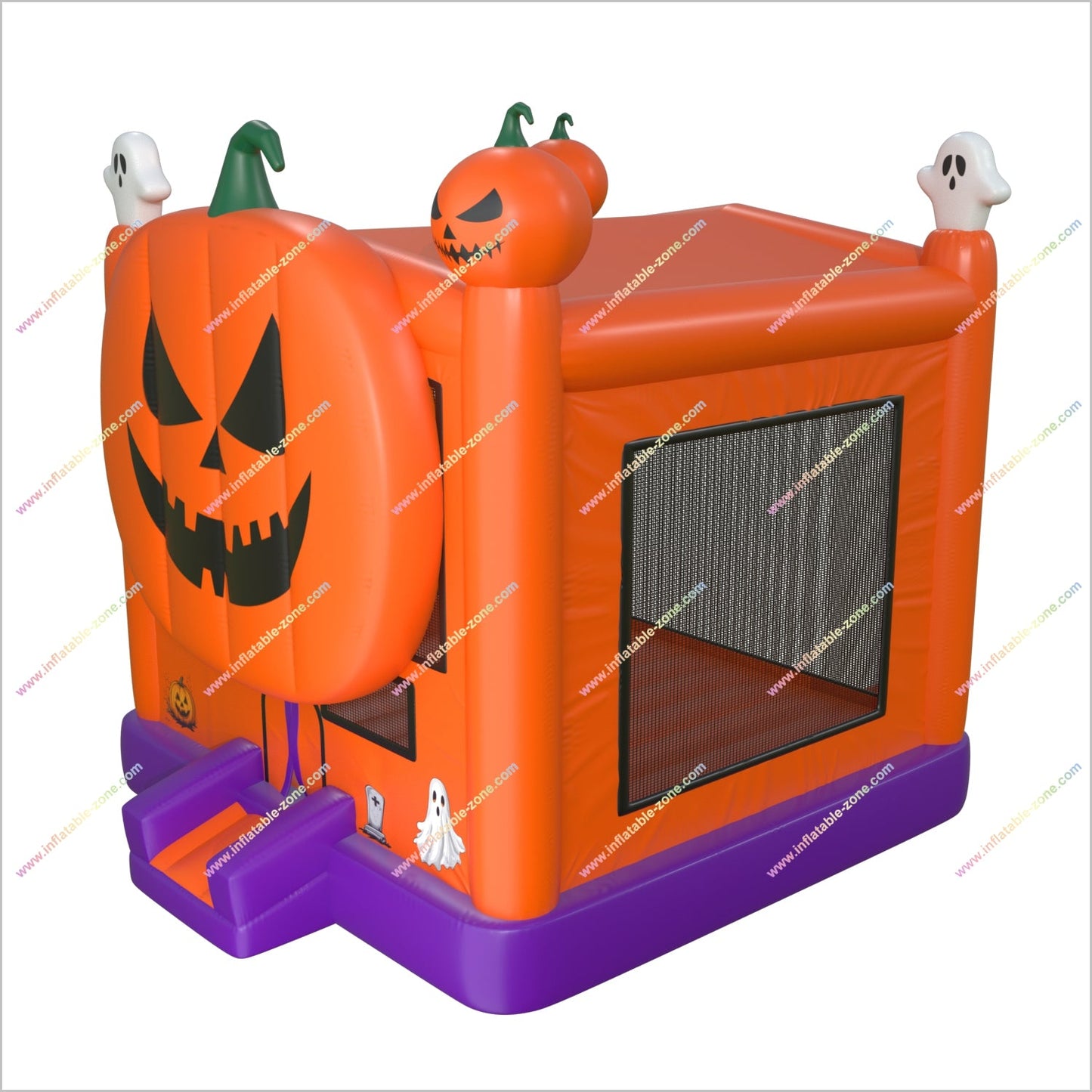 Halloween Inflatable Pumpkin Bouncy Castle Park Near Me Square Jack-O-Lantern Blow Up Bounce House For Sale