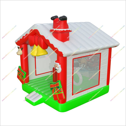 Christmas Party Presents Childrens Small Bouncy Castle Santa And Reindeer Inflatable Bounce House For Rent