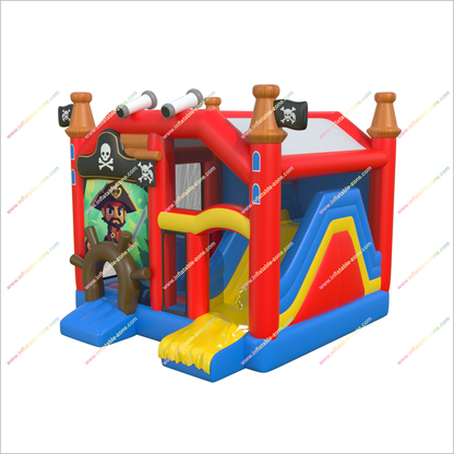 Pirate-Themed Inflatable Bounce House With Slide Rental Mini Combo Jumper Bouncy Castle For Party