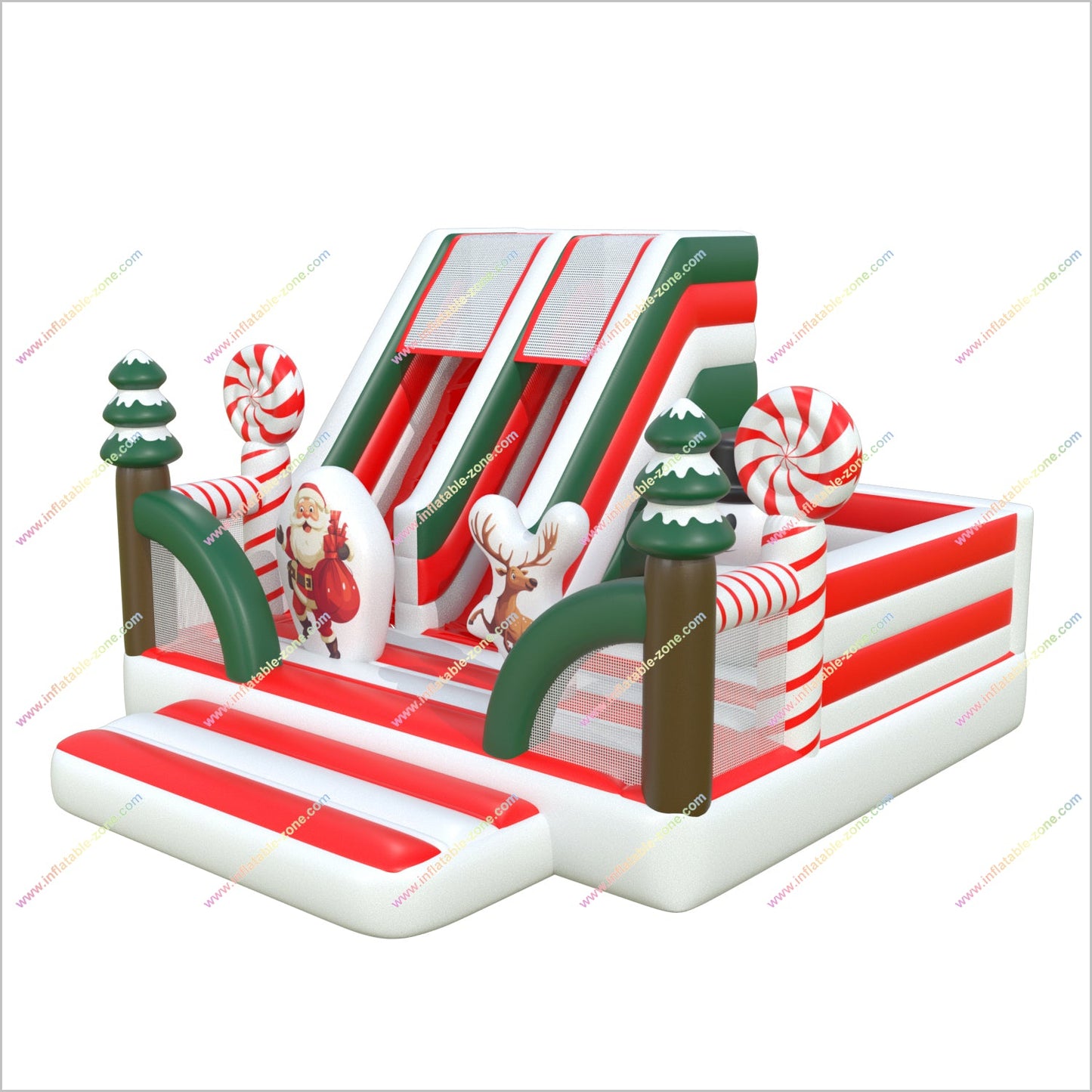 Christmas-Themed Combo Bounce Houses Inflatable Slide Near Me Blow Up Bouncy Castle With Slide Playground Outside