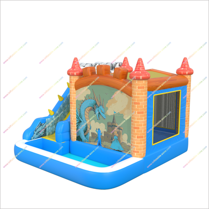 Dragon Guard Castle Bounce House With A Cool Slide Combo Inflatable Pool For Little Knights And Princesses