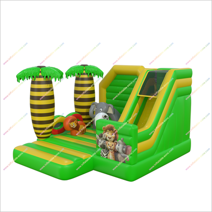 Jungle Themed Inflatable Bouncer And Slide Combo Design Inflatable Safety Outdoor Playhouse With Slide - Inflatable-Zone