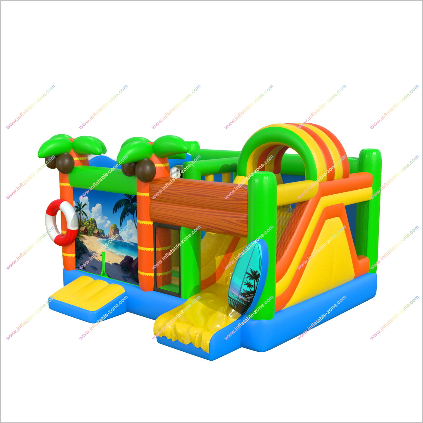 Tropical Combo Bounce House Inflatable Garden Slides Ocean Vibe Adult Inflatable Slides Bouncy Castle Parks Near Me
