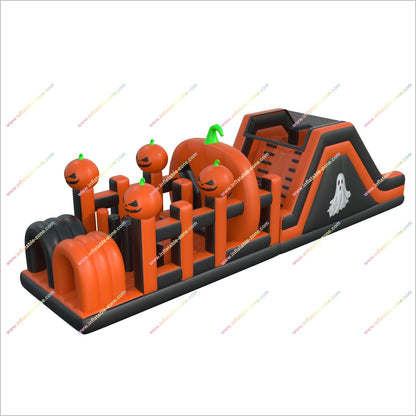 Halloween Obstacle Course Bounce House Inflatable Theme Park Spooky Pumpkin Inflatable Assault Course Adults