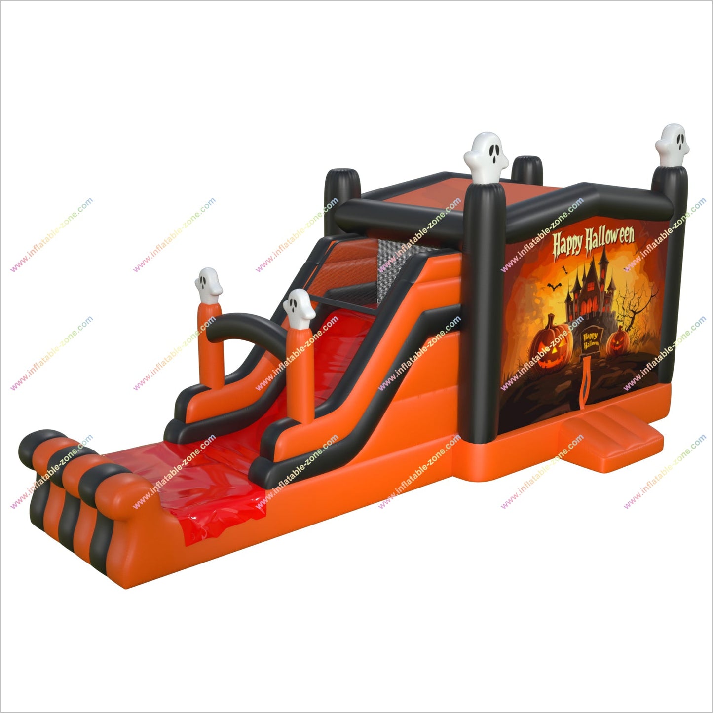 Fun Happy Halloween Haunted Inflatable House Pumpkins Ghosts Bouncy Castle Slide Combo Hire Party Event Near Me