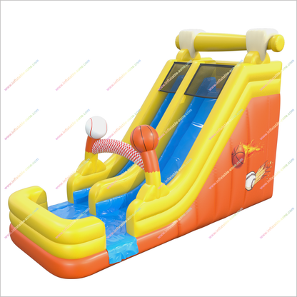 Sports-Themed Tall Inflatable Water Slide Basketball And Baseball Water Slide For Above Ground Pool - Inflatable-Zone