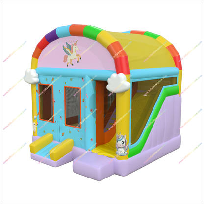 Unicorn Themed Party Soft Play Bouncy Castle Hire Inflatable Combo Slide Magical Fun Sports Bounce House With Slide - Inflatable-Zone
