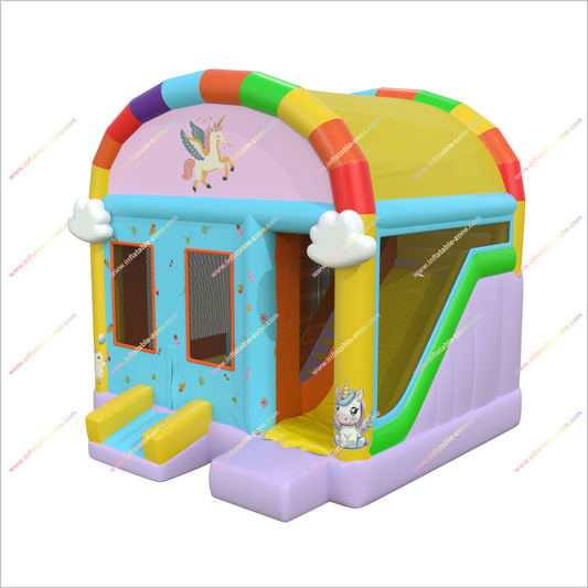 Unicorn Themed Party Soft Play Bouncy Castle Hire Inflatable Combo Slide Magical Fun Sports Bounce House With Slide - Inflatable-Zone