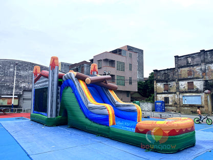 Dinosaur Inflatable Commercial Bounce House with Slide and Pool Safe for Outdoor Play