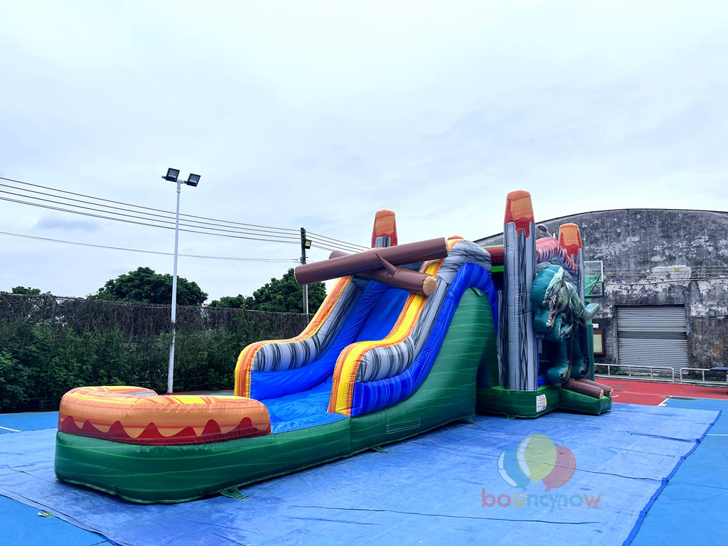 Dinosaur Inflatable Commercial Bounce House with Slide and Pool Safe for Outdoor Play