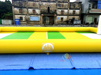 Yellow Durable Giant Inflatable Soap Soccer Field High Quality Safe & Fun Outdoor Adventure Game