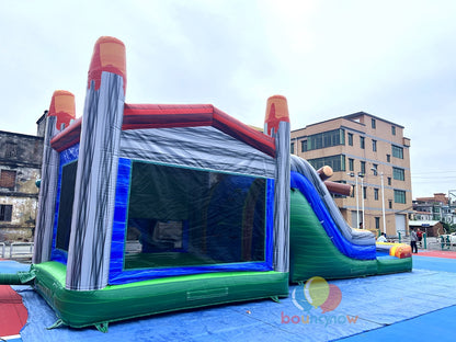 Dinosaur Inflatable Commercial Bounce House with Slide and Pool Safe for Outdoor Play