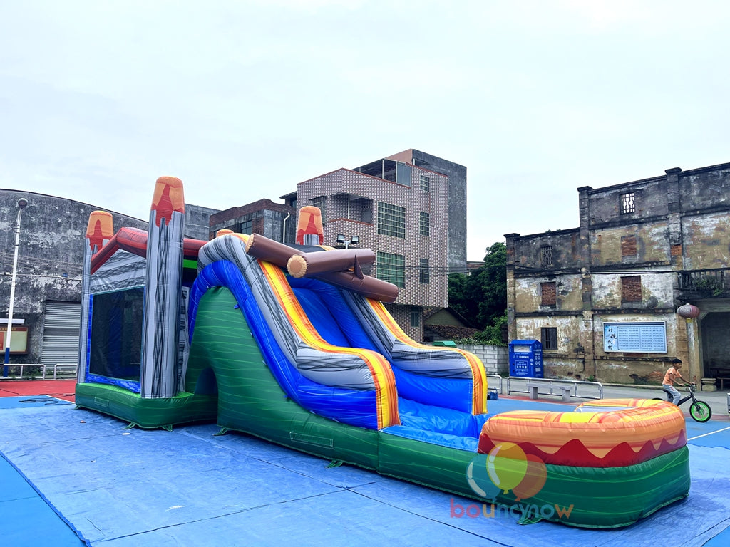 Dinosaur Inflatable Commercial Bounce House with Slide and Pool Safe for Outdoor Play