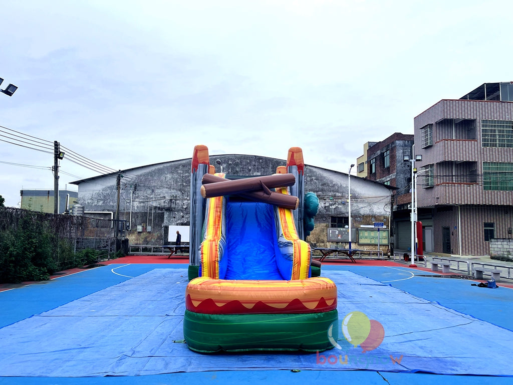 Dinosaur Inflatable Commercial Bounce House with Slide and Pool Safe for Outdoor Play