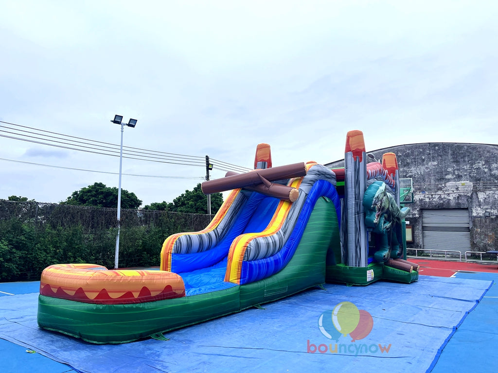 Dinosaur Inflatable Commercial Bounce House with Slide and Pool Safe for Outdoor Play