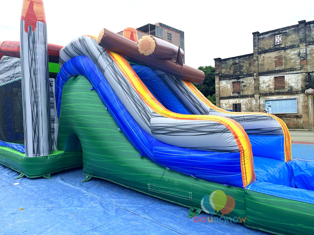 Dinosaur Inflatable Commercial Bounce House with Slide and Pool Safe for Outdoor Play