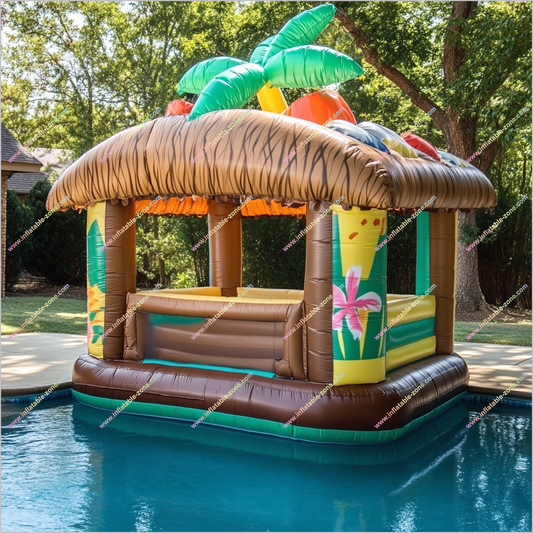 Inflatable Floating Tiki Bar Childrens Garden Toys Tiki Bar Float Renting Backyard For Party