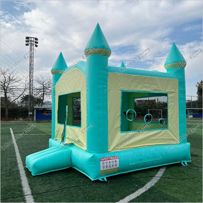 Green Inflatable Bounce Castle Jumper Combo, Big Bounce Houses With Slide - Inflatable-Zone